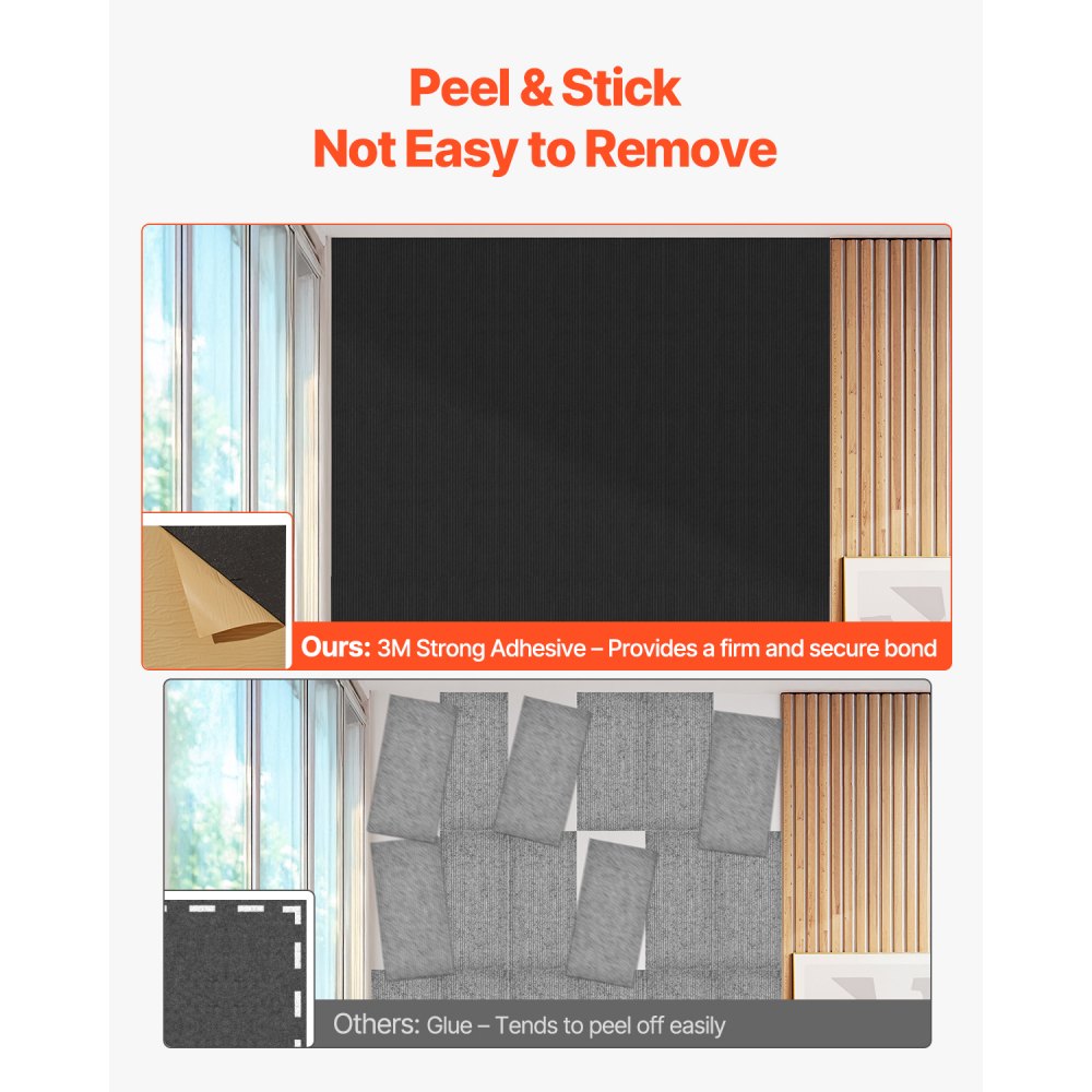 VEVOR 5 Pack Acoustic Wall Panels 120 x 60 x 5 cm Self-Adhesive Black