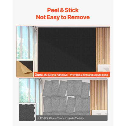 VEVOR 5 Pack Acoustic Wall Panels 120 x 60 x 5 cm Self-Adhesive Black