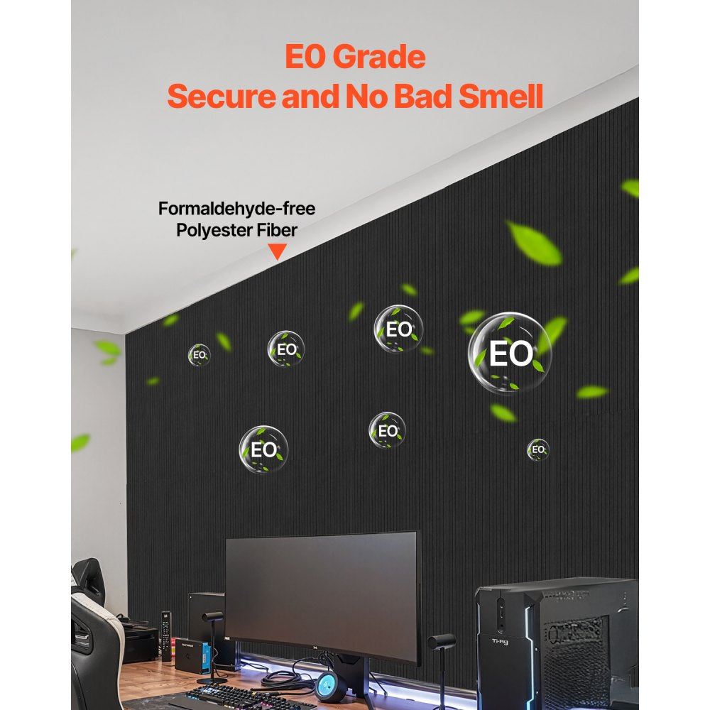 VEVOR 5 Pack Acoustic Wall Panels 120 x 60 x 5 cm Self-Adhesive Black