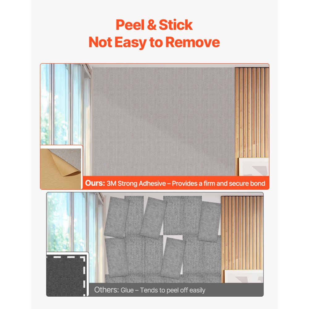 VEVOR 5 Pack Acoustic Wall Panels 120 x 60 x 5 cm Self-Adhesive Camel