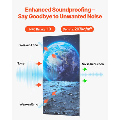 VEVOR 6 Pack Art Acoustic Panels 60 x 60 cm Self Adhesive for Home Earth