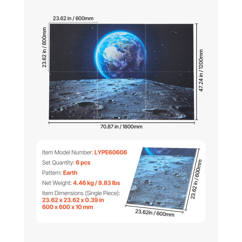VEVOR 6 Pack Art Acoustic Panels 60 x 60 cm Self Adhesive for Home Earth
