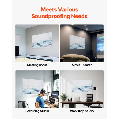 VEVOR 8 Pack Art Acoustic Panels 40 x 30 cm Self Adhesive for Home Studio