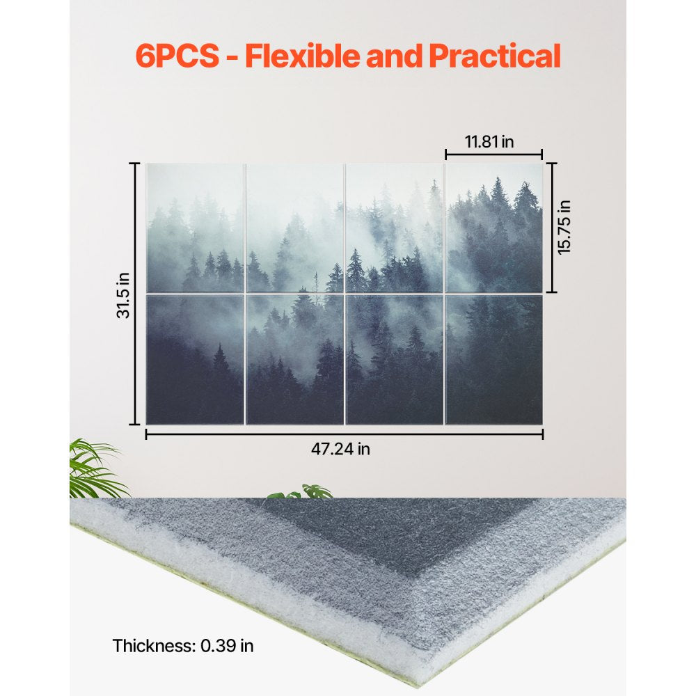 VEVOR 8 Pack Art Acoustic Panels 40 x 30 cm Self Adhesive for Home Forest