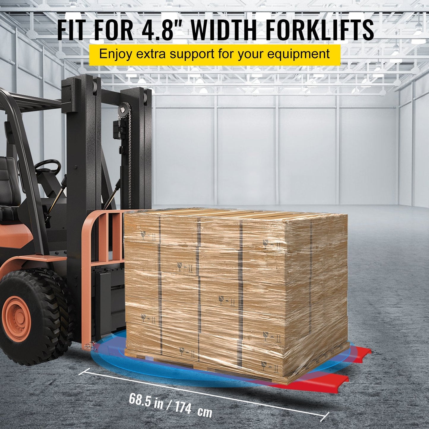 Heavy Duty Steel Forklift Extensions, 184 cm x 12.8 cm, 1 Pair