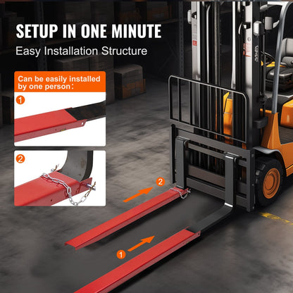 Heavy Duty 2.09m Forklift Extensions, Carbon Steel, 1.815 Tons Capacity