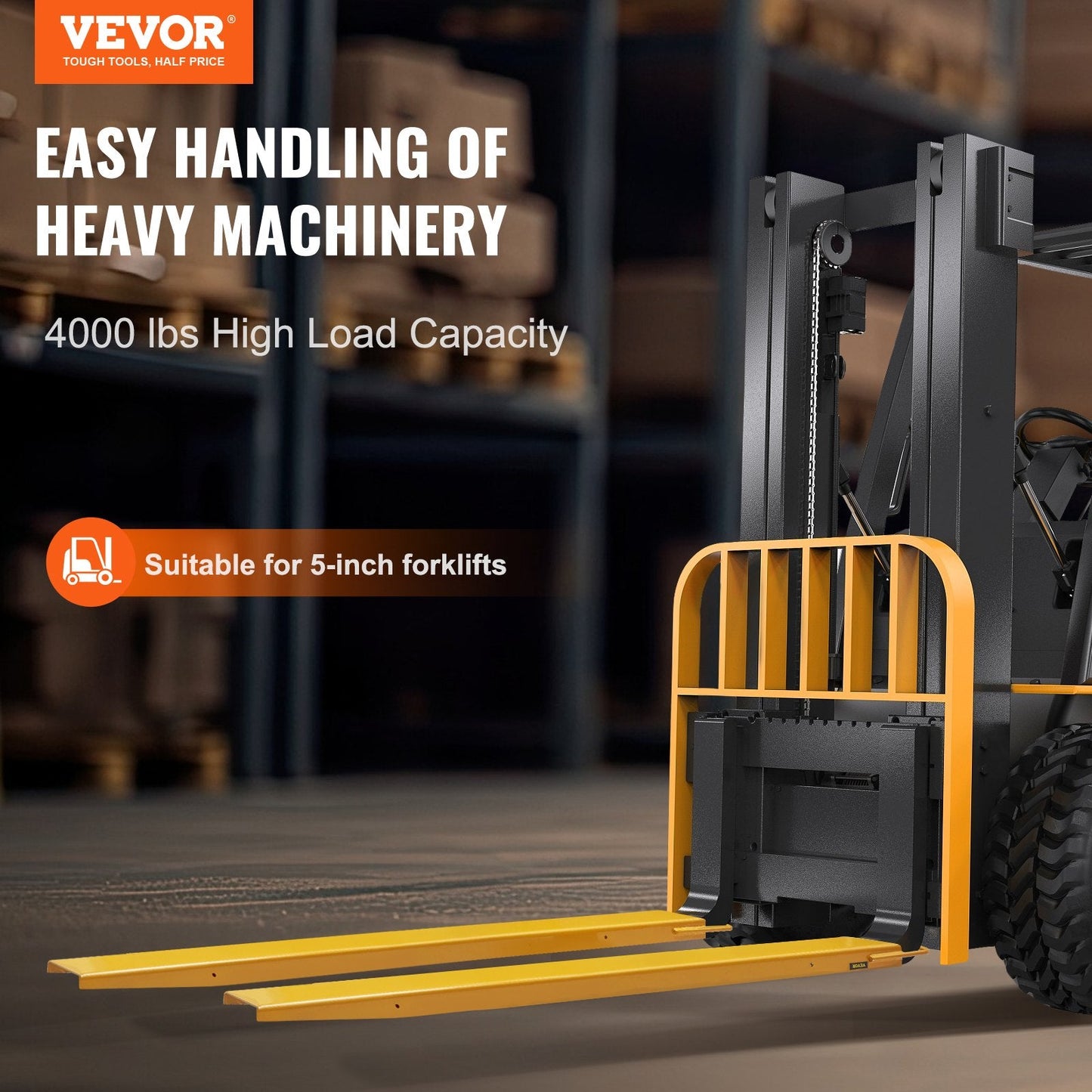 Heavy Duty 1.82m Forklift Extensions, 34.9 kg Capacity Steel Attachments