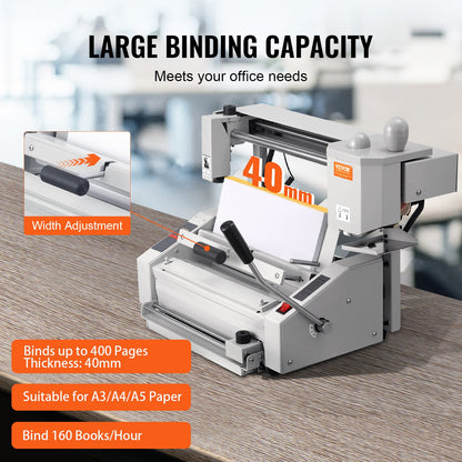 VEVOR Thermal Binding Machine, 400 Sheets Capacity Hot Glue Binding Machine, Thermal