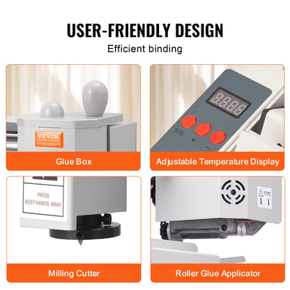 VEVOR Thermal Binding Machine, 400 Sheets Capacity Hot Glue Binding Machine, Thermal