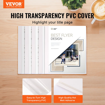 VEVOR Thermal Binding Covers 10 Pack Thermal Presentation Covers 5/16 inch Spine