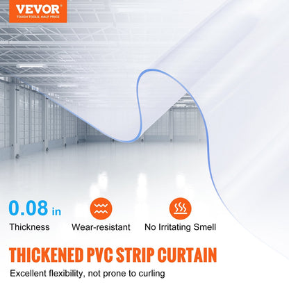 Clear PVC Strip Curtain for Cooler/Freezer, 15.24m x 0.2m, Adjustable Fit