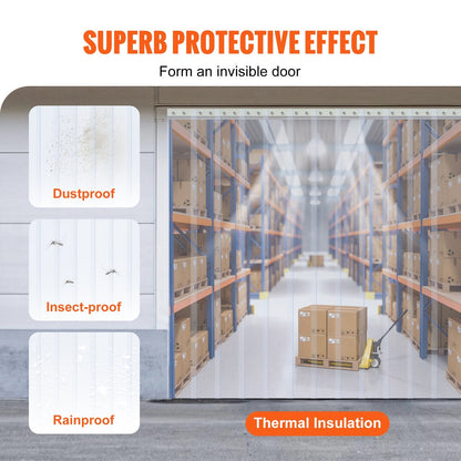 Clear PVC Strip Curtain for Cooler/Freezer, 15.24m x 0.2m, Adjustable Fit