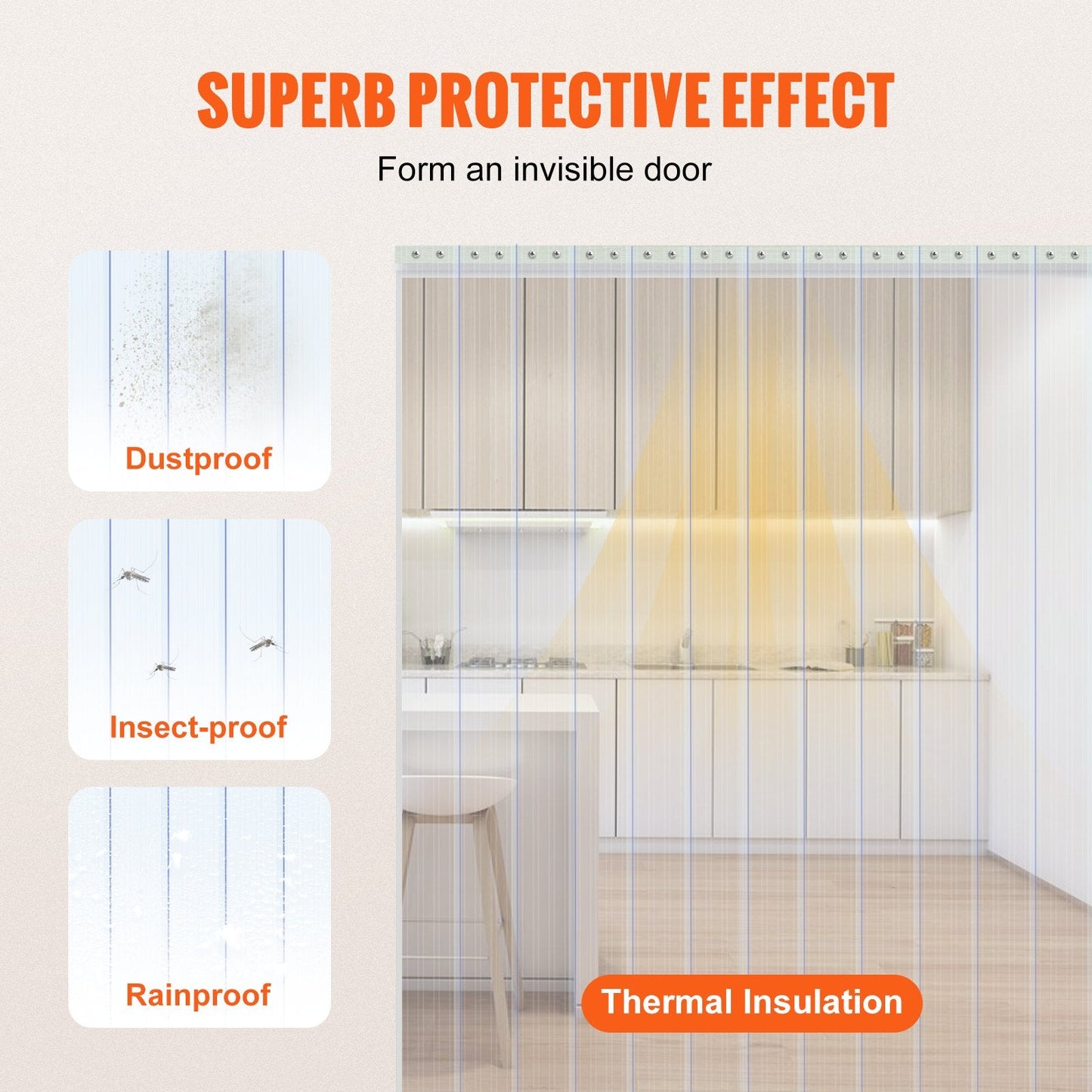 Ribbed PVC Door Curtain 15.24 x 0.2 m for Cooler/Freezer - Durable & Customizable