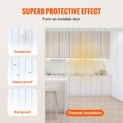 Ribbed PVC Door Curtain 15.24 x 0.2 m for Cooler/Freezer - Durable & Customizable
