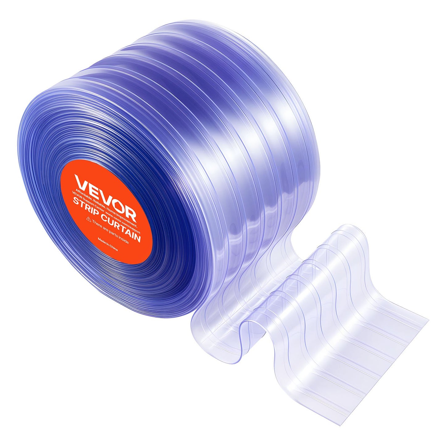 Clear PVC Strip Curtain, 30.8 m Length x 30.5 cm Width, Ribbed Plastic Door Strip Bulk Roll, Walk in Freezer Cooler Curtain Strips for Doorways of Supermarket, Garage, Warehouse, Animal House