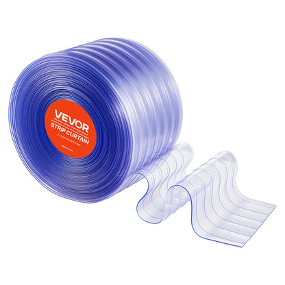 Clear PVC Strip Curtain, 30.8 m Length x 30.5 cm Width, Ribbed Plastic Door Strip Bulk Roll, Walk in Freezer Cooler Curtain Strips for Doorways of Supermarket, Garage, Warehouse, Animal House