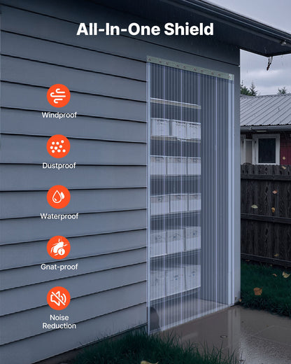 Clear PVC Strip Curtain, 45.7 m Length x 30.5 cm Width, Ribbed Plastic Door Strip Bulk Roll, Walk in Freezer Cooler Curtain Strips for Doorways of Supermarket, Garage, Warehouse, Animal House