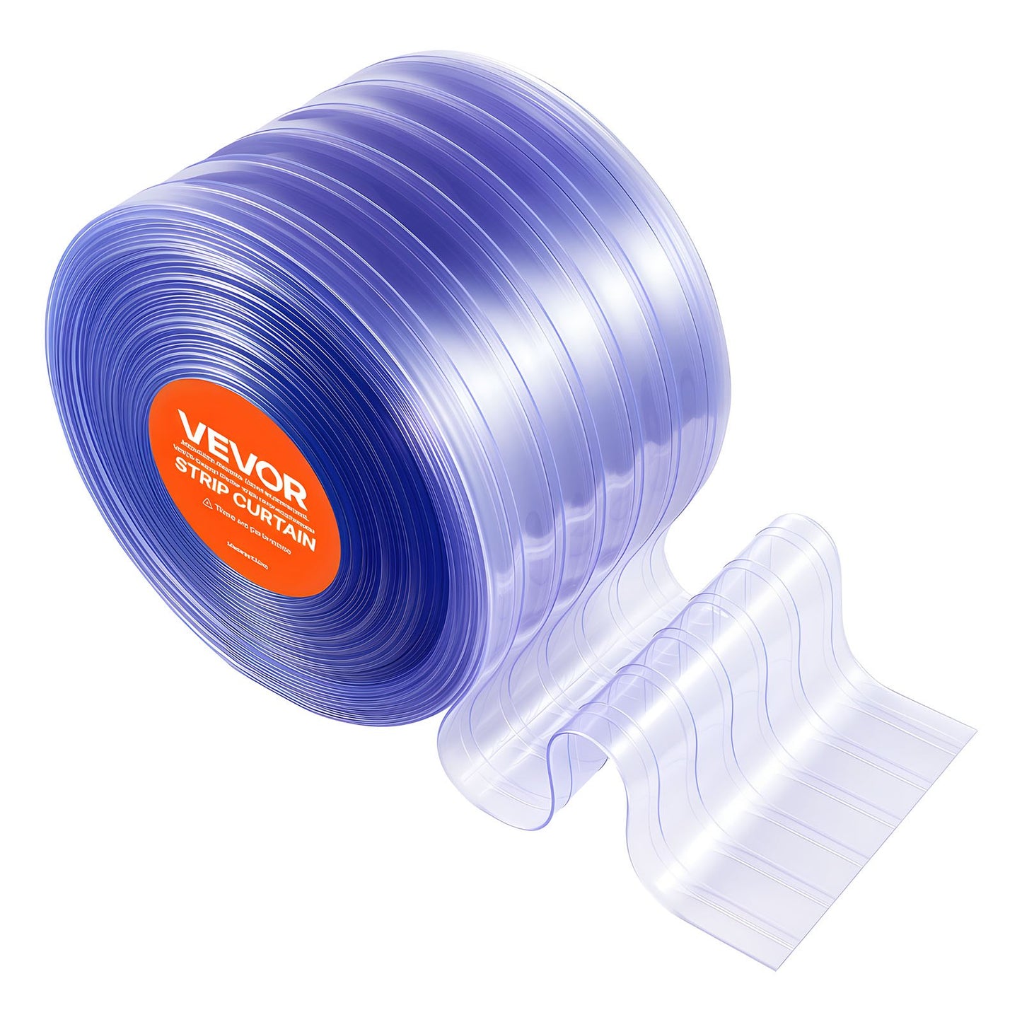 Clear PVC Strip Curtain, 45.7 m Length x 30.5 cm Width, Ribbed Plastic Door Strip Bulk Roll, Walk in Freezer Cooler Curtain Strips for Doorways of Supermarket, Garage, Warehouse, Animal House