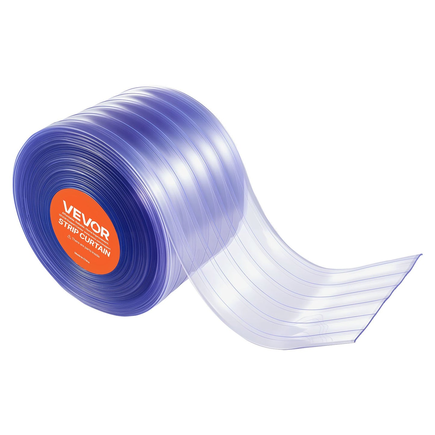 Clear PVC Strip Curtain, 45.7 m Length x 30.5 cm Width, Ribbed Plastic Door Strip Bulk Roll, Walk in Freezer Cooler Curtain Strips for Doorways of Supermarket, Garage, Warehouse, Animal House