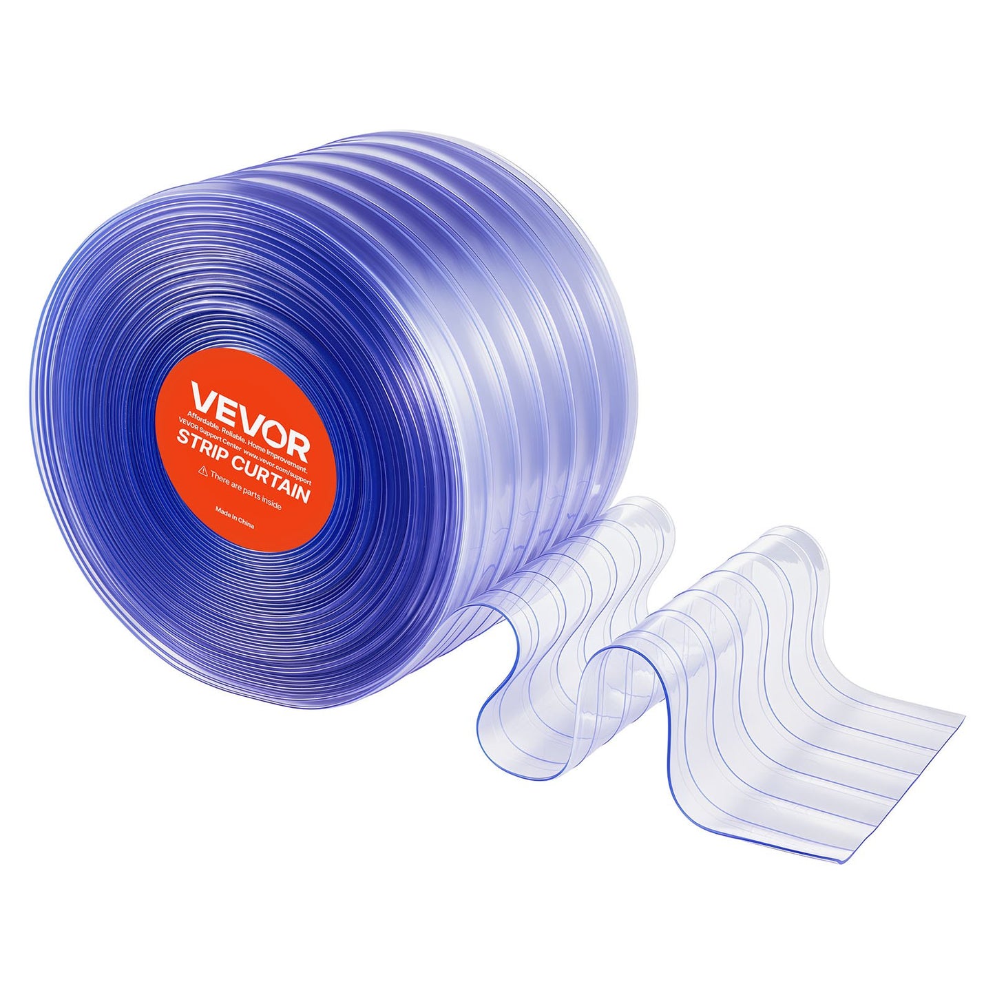 Clear PVC Strip Curtain, 45.7 m Length x 30.5 cm Width, Ribbed Plastic Door Strip Bulk Roll, Walk in Freezer Cooler Curtain Strips for Doorways of Supermarket, Garage, Warehouse, Animal House