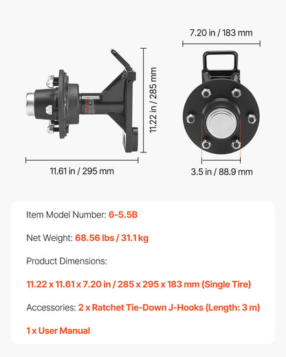 Shipping Container Wheels 6-Lug Wheels Kit, Heavy Duty Shipping Container Axle with Ratchet Tie Down-Moves 6 m-12 m, Secure Transport for Dock, Warehouse, Construction Site, Black