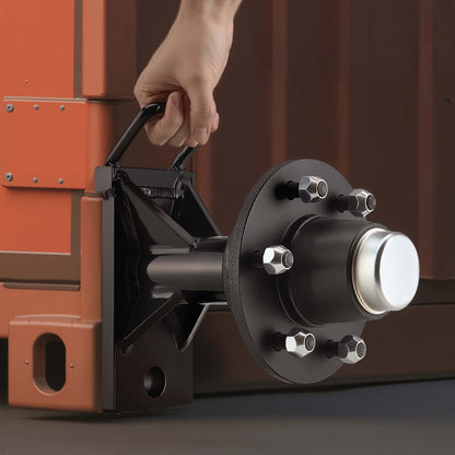 Shipping Container Wheels 6-Lug Wheels Kit, Heavy Duty Shipping Container Axle with Ratchet Tie Down-Moves 6 m-12 m, Secure Transport for Dock, Warehouse, Construction Site, Black
