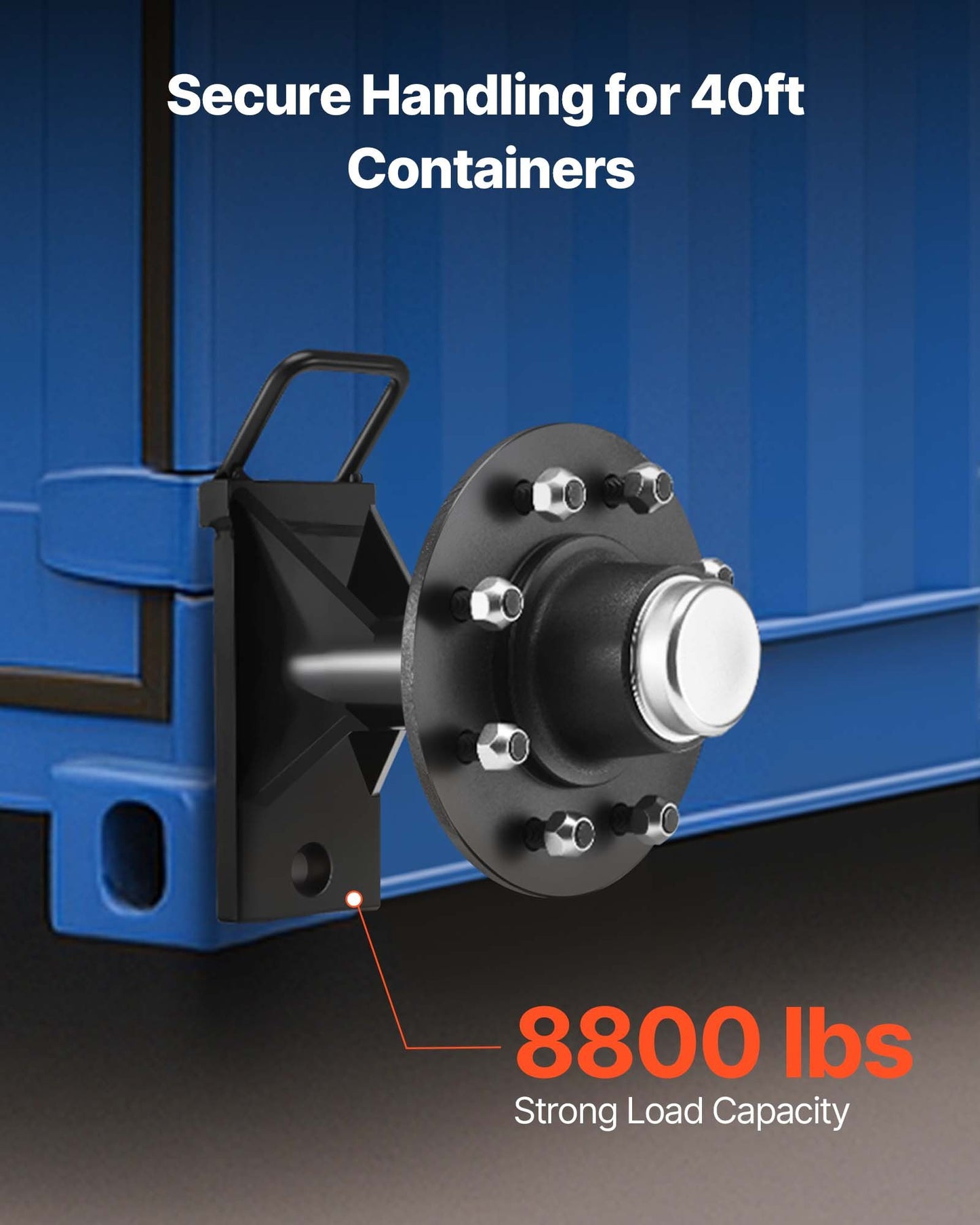 Shipping Container Wheels 8-Lug Wheels Kit, Heavy Duty Shipping Container Axle with Ratchet Tie Down-Moves 6 m-12 m, Secure Transport for Dock, Warehouse, Construction Site, Black