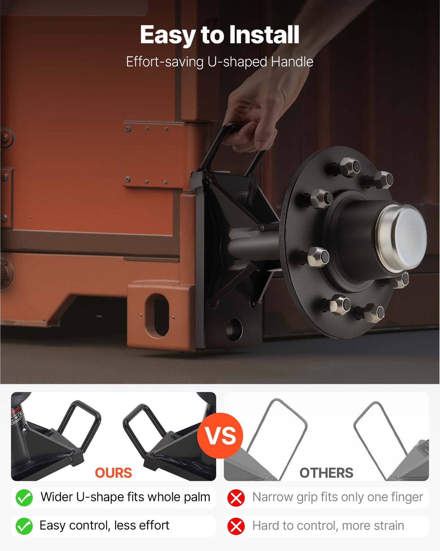 Shipping Container Wheels 8-Lug Wheels Kit, Heavy Duty Shipping Container Axle with Ratchet Tie Down-Moves 6 m-12 m, Secure Transport for Dock, Warehouse, Construction Site, Black