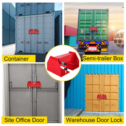 Adjustable Cargo Container Lock 25-45cm for Truck Doors, Red Powder-Coated Steel