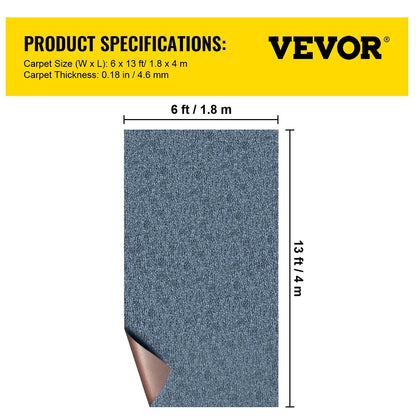 Marine Carpet Rug 1.8x4m, Gray, for Boat/Patio, Polyester with Rubber Backing