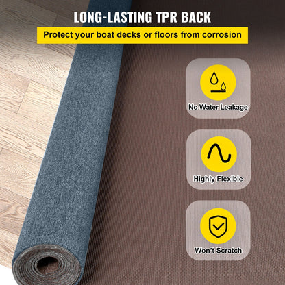 Gray Marine Carpet 1.8x5.5m for Boat, Patio & Outdoor Use, Anti-Slip & Waterproof