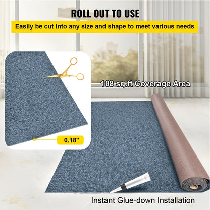 Gray Marine Carpet 1.8m x 9m, Indoor Outdoor Anti-Slide Waterproof Rug for Boats