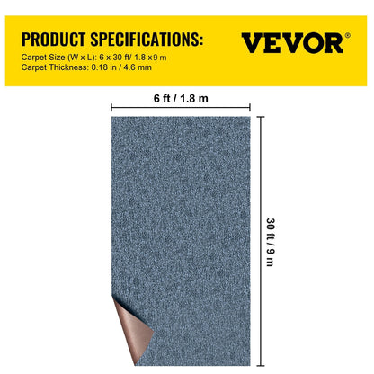 Gray Marine Carpet 1.8m x 9m, Indoor Outdoor Anti-Slide Waterproof Rug for Boats