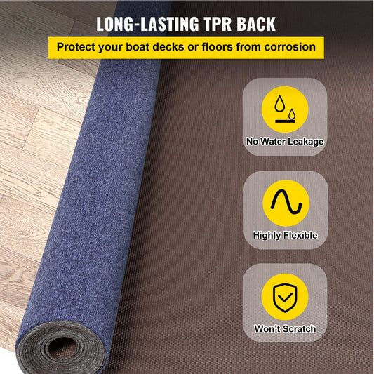 Deep Blue Marine-Grade Carpet, 1.8m x 15m, Non-Slip Outdoor Rug for Boats & Patios
