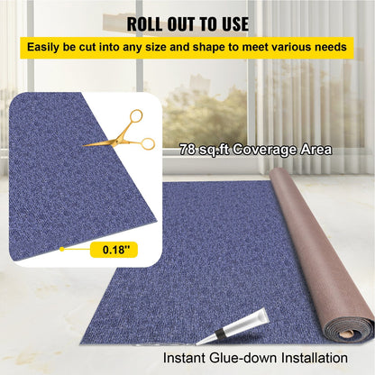 Blue Indoor/Outdoor Rug Runner, 1.8x4m, Anti-Slip, Easy to Clean, Versatile Use