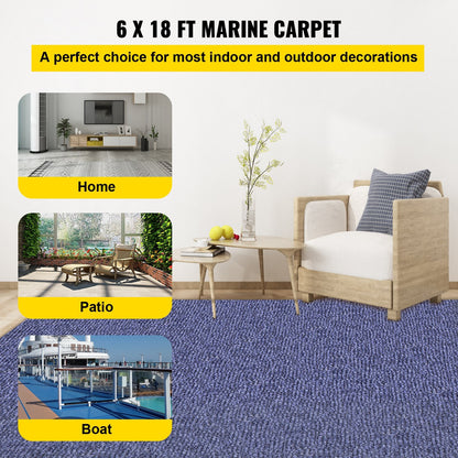 Durable Deep Blue Polyester Rug 1.8x5.5m for Indoor/Outdoor Use