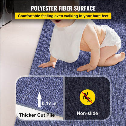 Durable Deep Blue Polyester Rug 1.8x5.5m for Indoor/Outdoor Use