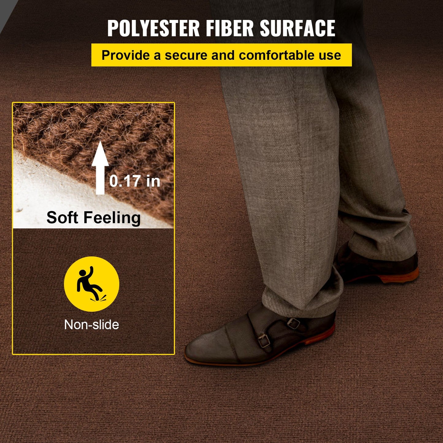 VEVOR Marine Carpet, 6 x 13 ft Boat Carpeting, Deep Brown Marine Grade Boat Carpet,