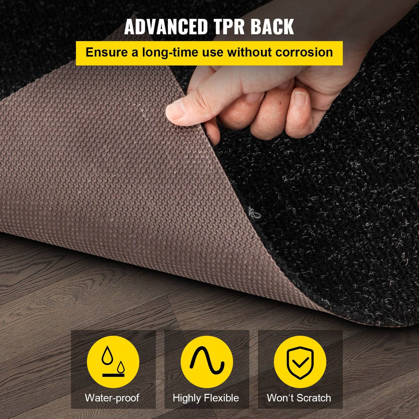 VEVOR Marine Carpet, 6 x 23 ft Boat Carpeting, Charcoal Black Marine Grade Boat