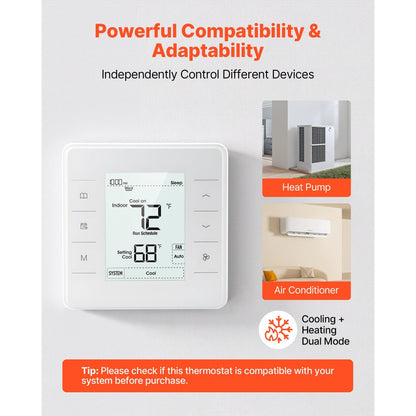 7-Day Programmable Thermostat, Home Thermostats for Heat Pump,Air Conditioner,Underfloor Heating, LED Screen with Backli