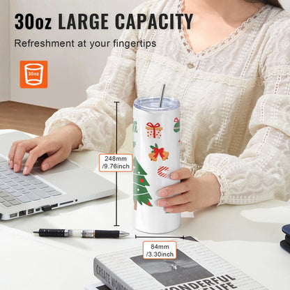 8-Pack 0.89L Stainless Steel Tumblers with Lids & Straws for Sublimation