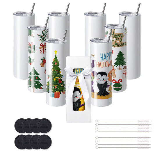 VEVOR 8 Pack Straight Sublimation Tumblers, 30 oz Blank Tumbler Bulk, Stainless
