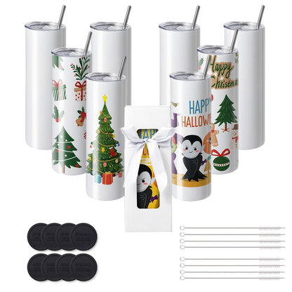 8-Pack 0.89L Stainless Steel Tumblers with Lids & Straws for Sublimation