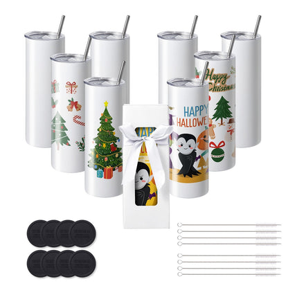 8 Pack Stainless Steel 0.59L Tumblers with Accessories for Sublimation Printing