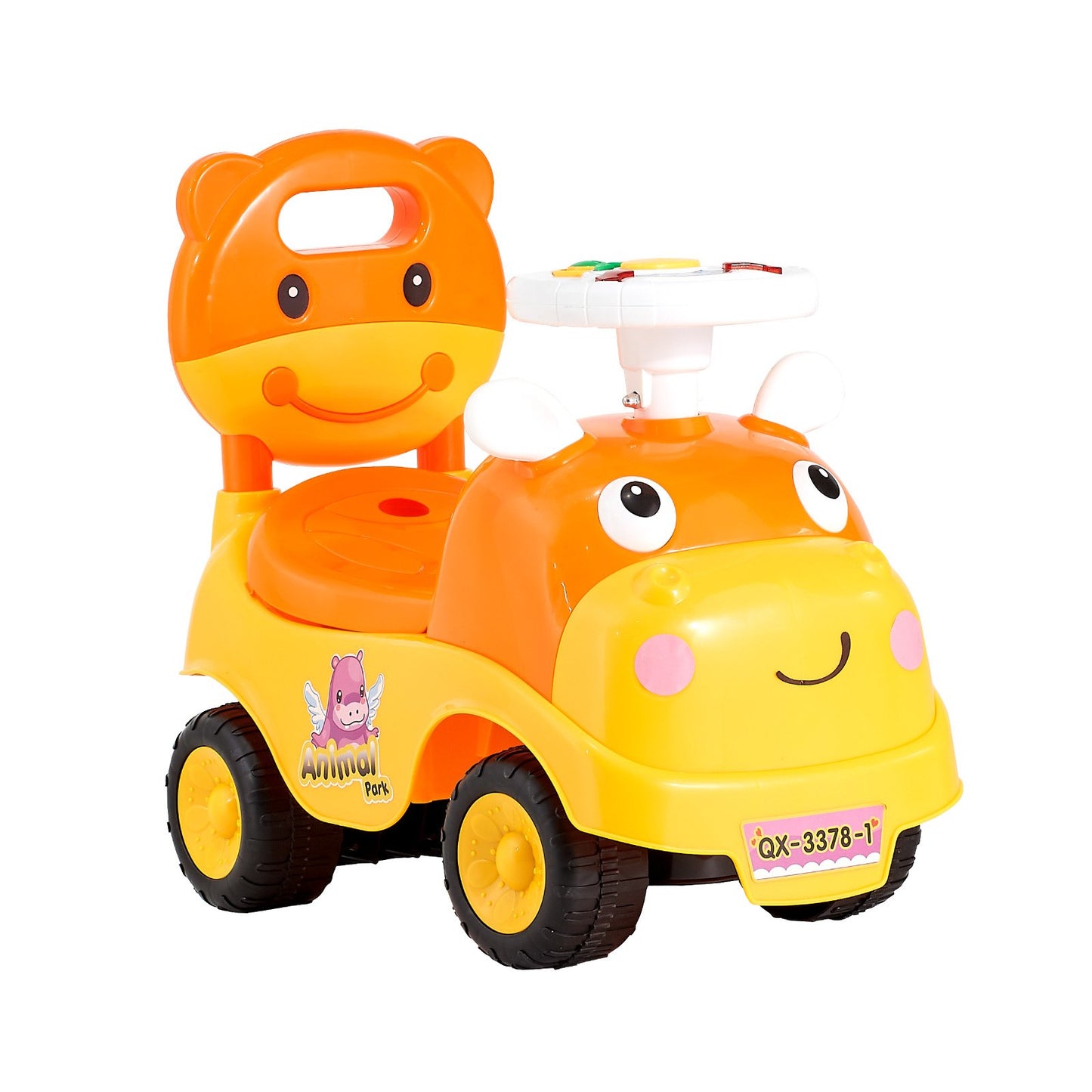 Ride On Toddler Push Car, Push Car for Toddler 19 to 36 Months, Kids Ride On Toy with Horn & Music, 22 kg Load Capacity, Under-seat Storage, Foot-to-Floor Walker for Toddlers Boys Girls