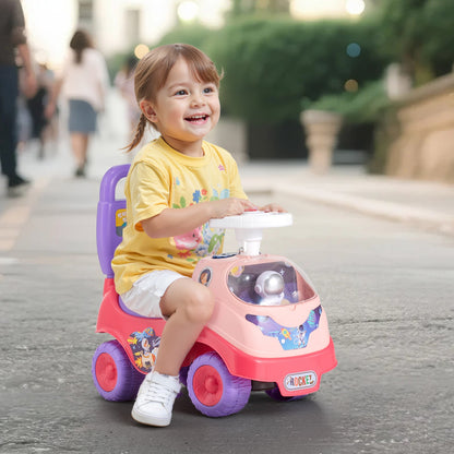 Ride On Toddler Push Car, Push Car for Toddler 19 to 36 Months, Kids Ride On Toy with Horn & Music, 22 kg Load Capacity, Under-seat Storage, Foot-to-Floor Walker for Toddlers Boys Girls, Pink