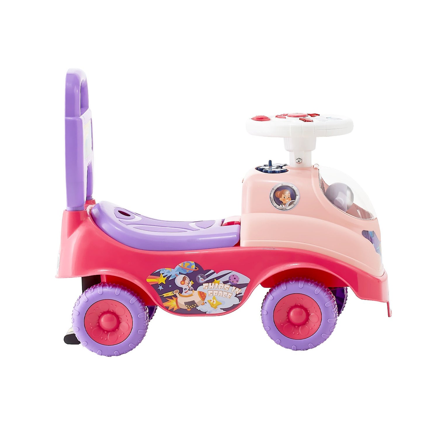 Ride On Toddler Push Car, Push Car for Toddler 19 to 36 Months, Kids Ride On Toy with Horn & Music, 22 kg Load Capacity, Under-seat Storage, Foot-to-Floor Walker for Toddlers Boys Girls, Pink