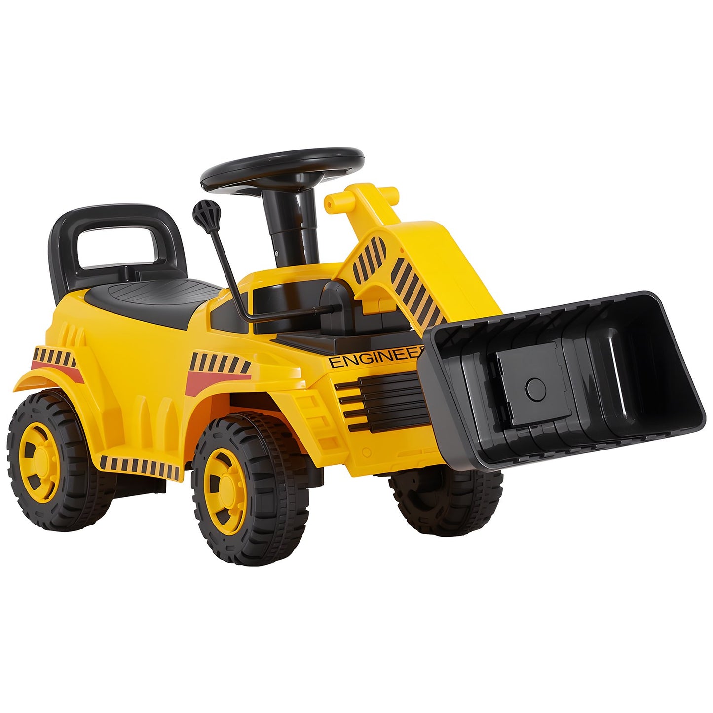 Ride On Toddler Car, Ride on Excavator Car for Toddler 19 to 36 Months, Excavator Bulldozer Digger Toy with Under-seat Storage & Music, 25 kg Load Capacity, Foot-to-Floor Walker for Kid, Yellow
