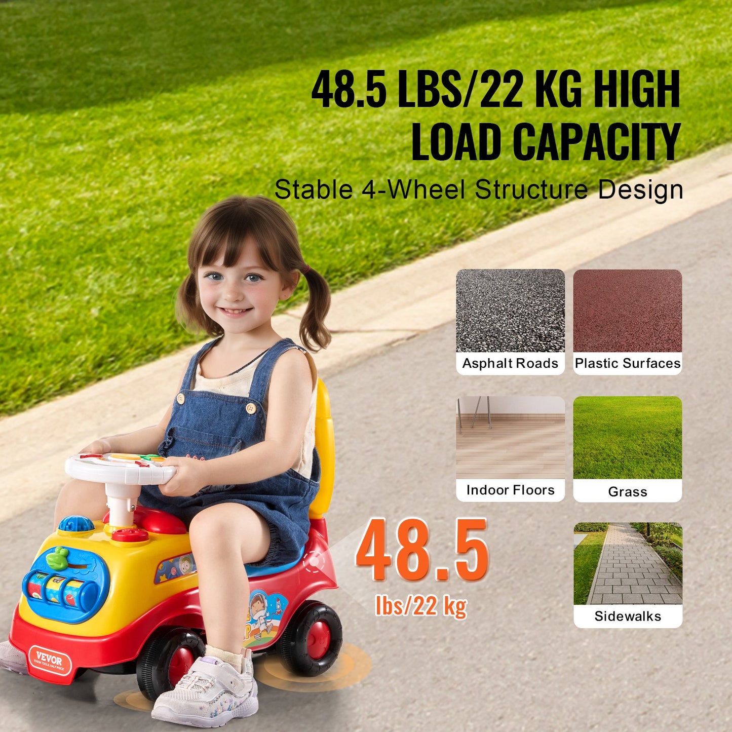 VEVOR Ride On Push Car for Toddlers, Ages 1-3, Ride Racer, Sit to Stand Toddler
