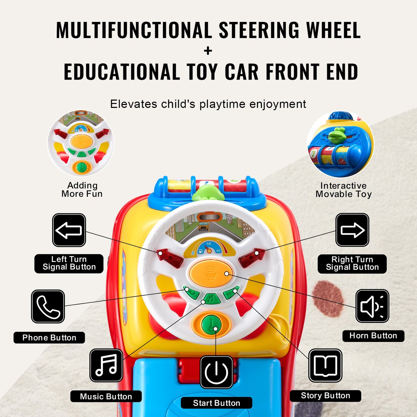 VEVOR Ride On Push Car for Toddlers, Ages 1-3, Ride Racer, Sit to Stand Toddler